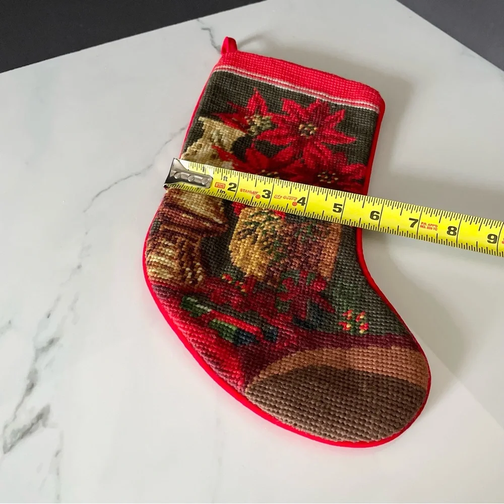 Poinsettia Needlepoint Holiday Stocking
